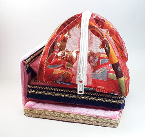 Image of Home Craft Thakur ji Bed /Laddu Gopal ji Bed with Mosquito Net usable 0 to 3 n
