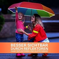 STYNGARD Regenschirm Kinder mit Sicherheitsreflektoren und Reflektorband - Kinder Regenschirm Mädchen & Junge - Kinderschirm - Schirm für Schulranzen Modell STOCKHOLM (Regenbogen) – Ansicht 3