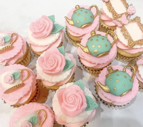 Laventy 4 Pcs Tea Party Cookie Cutter Tea Party Cake Mold Tea Party Cupcake Decoration Teapot Fondant Mold Tea Cup Mold Clock Mold Tea Party Favors Tea Party Supplies #TOP2