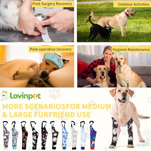Image of LovinPet Dog Elbow Protector Anti-Licking Elbow Sleeve, Adjustable, Comfortable & Durable Front Leg Guard for Medium to Large Dogs, Prevents Licking and Chewing,Dog Sleeve,Dog Leg Sleeve,Pink