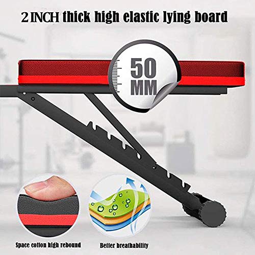 Lovinouse Upgraded 7 Adjustable Flat Weight Bench Press, Utility Foldable Decline Incline Sit Up Benches with Resistance Band, Dumbbell Curls, Full Body Workout Fitness for Home Gym