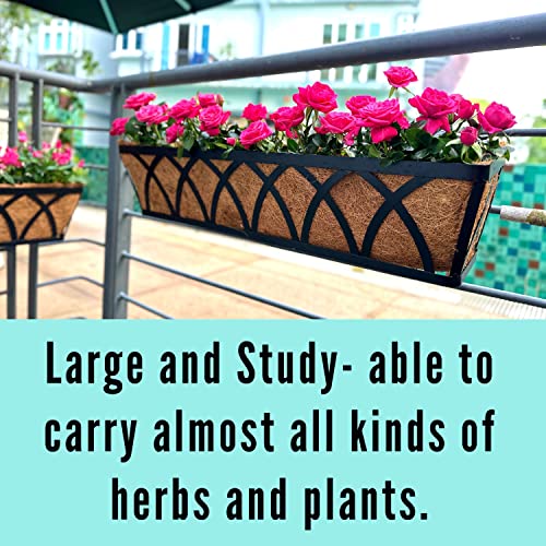 Lalagreen Wall Planter, 2 Pack, 24 Inch Large Wall Hanging Planter Coco Liner, Metal Iron Window Flower Boxes Outdoor Basket Box Attach House Outside Fence Rail Railing Plant Holder Deck Porch Balcony #TOP7