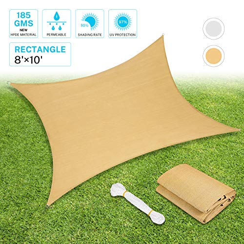 Sunkorto Vela de Sombra Rectangular Vela Solar 97% Protección Rayos UV Toldo Resistente e Lmpermeable para Jardín Patio