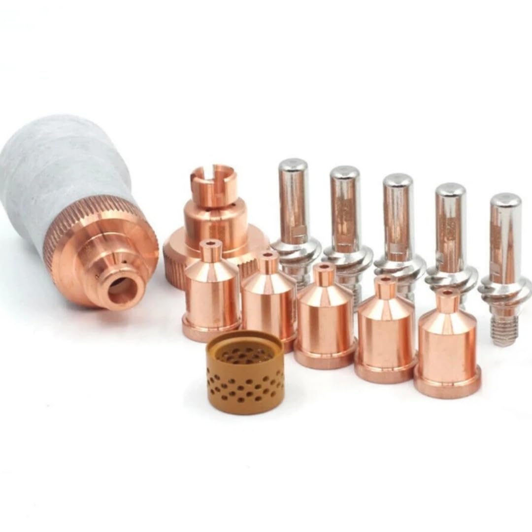 14Pcs KP2845-8 KP2845-1 KP2845-3 KP2845-2 W03X0893-66A Electrodes 1.1mm/1.3mm/1.5mm/1.7mm Nozzle For LC105 for Tomahawk 1538 Plasma Cutting Torch QIANGHAN (1.3mm)