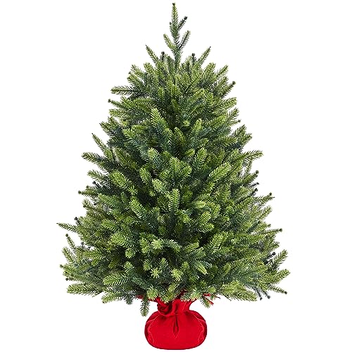 Yaheetech 3ft/91cm Mini Artificial Christmas Tree, Tabletop Xmas Tree with Stable Cement Base Holiday Decoration Green-1 Pack
