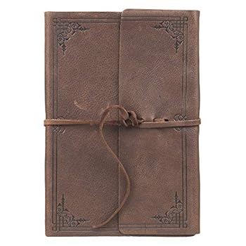 Leather Bound Soft Full Grain Leather Journal with Tie-flaps in Dark Brown Book