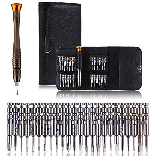 Precision Screwdriver Set, Vakki Mini Screwdriver Tool Kit 25 in 1 with Leather Case for Mobile Phone,PC Laptop,Watch, Computers,Electronic Workshops,Glasses Repair