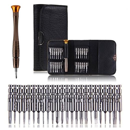 Schraubendreher Set 25 teilig Werkzeugset, Vakki Mini gehärtet Schraubenzieherset für PC, Brillen, Handy, Laptop (Torque, Schlitz, Kreuzschlitz) in Ledertasche