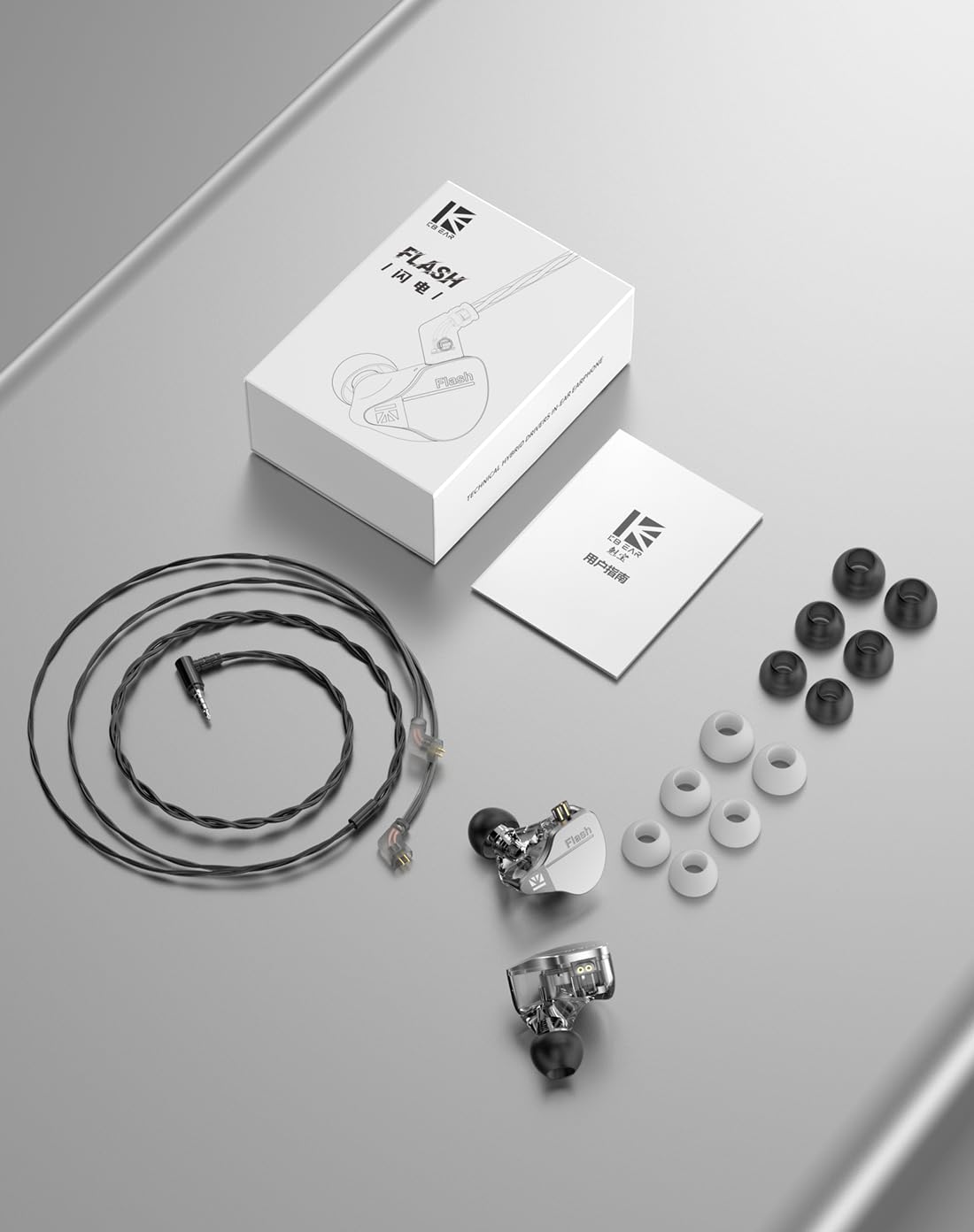 keephifi KBEAR IEM Flash 1BA+1DD Écouteurs HiFi in Ear Monitor, Moniteur Intra-auriculaire avec Couvercle CNC, Pilote Dynamique 10 mm, câble détachable(Noir, avec Micro)