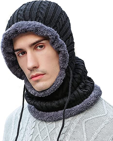 Winter Beanie Monkey Cap Hood for Women | Stretchable Skull Soft Combined Scarf with Drawstring Multi Use Woolen Balaclava Neck Warmer Scarf Casual Cap Hat for Men & Women | Freesize-picture-28