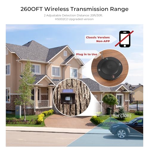 eMACROS Solar Wireless Driveway Alarm System (1/2 Mile Range, 1 Receiver & 2 Solar Sensors) - Weatherproof Outdoor Motion Detector for Farm, Long Driveway & Property Security by eMACROS - Image 2
