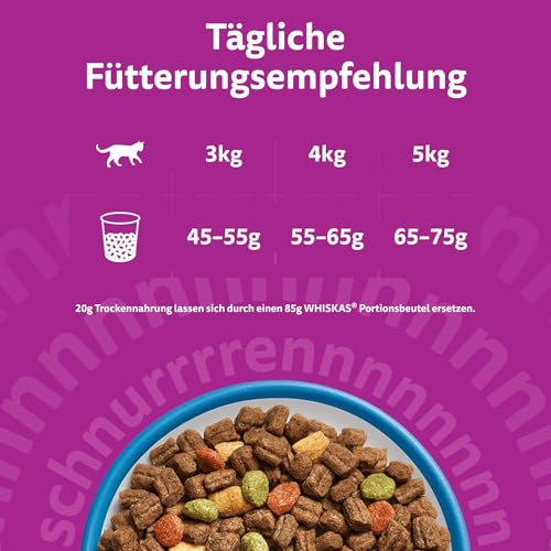 WHISKAS Trockenfutter für ausgewachsene Katzen 5 x 800g mit Thunfisch