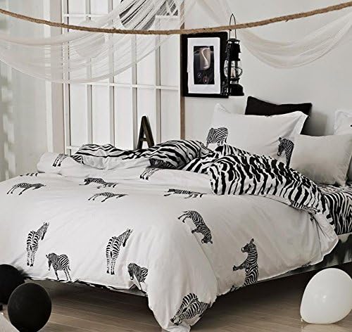 Zebra print cotton white background boys and girls four set twin/Queen/King size bed bedroom quilt cover set set of four