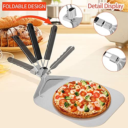 UIHOL łopatka do pizzy, do kamienia do pizzy, do grilla lub piekarnika, z praktycznym składanym uchwytem, stabilna, do użytku domowego, do łatwego przechowywania