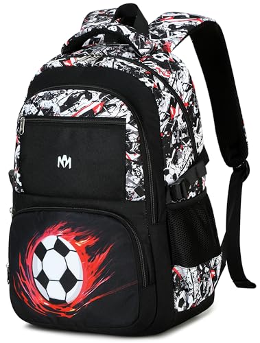Bluboon Kids Backpack Boys Camo Bookbag Teens Elementary School Bag Daypack Travel Back Pack Middle school (Black White and Red Graffiti)