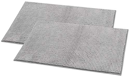 ZOLLNER 2er Set Badematte, Badvorleger, rutschfest, 50x80 cm, grau
