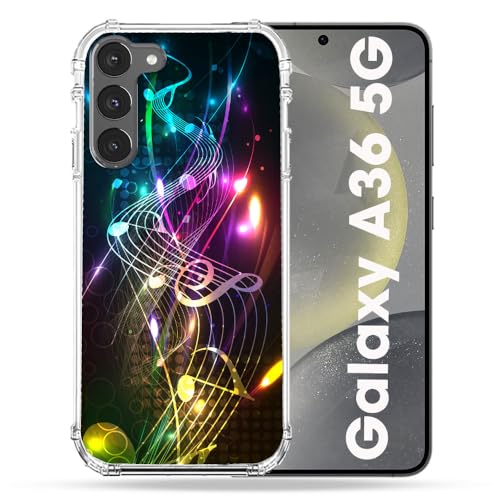 Coque Samsung A36 5G renforcée antichoc au design de partition musicale colorée