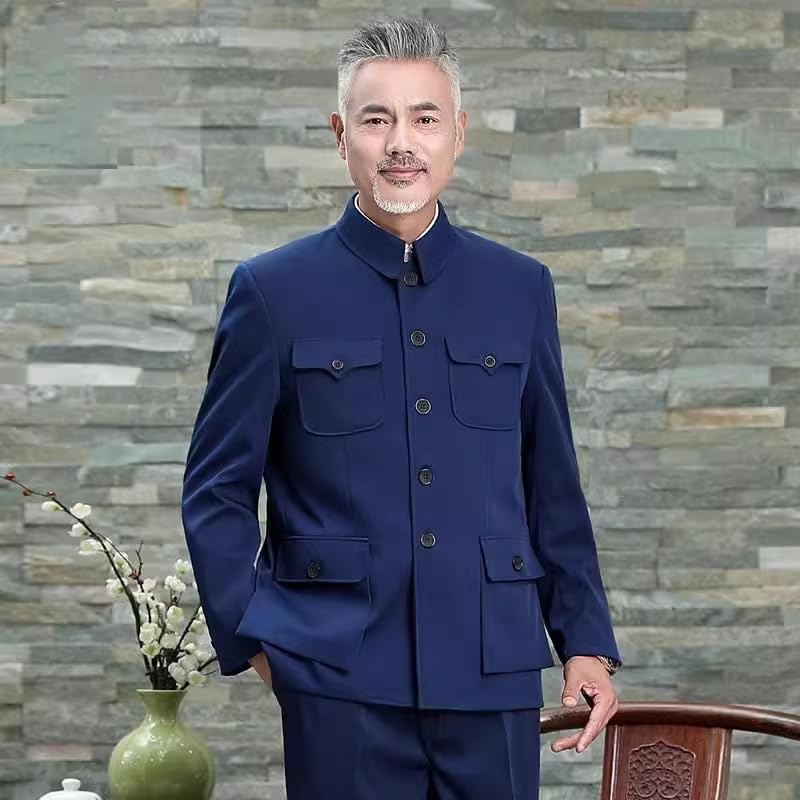 GUOYUXIAO Embroidered Zhongshan Suit Jacket for Men - Artistic Stand Collar Coat for Cultural Enthusiasts2