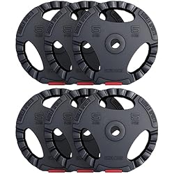 Barra Con Discos De Plastico GORILLA SPORTS® - Juego de discos de pesas de plástico con agarres (6 x 5 kg)