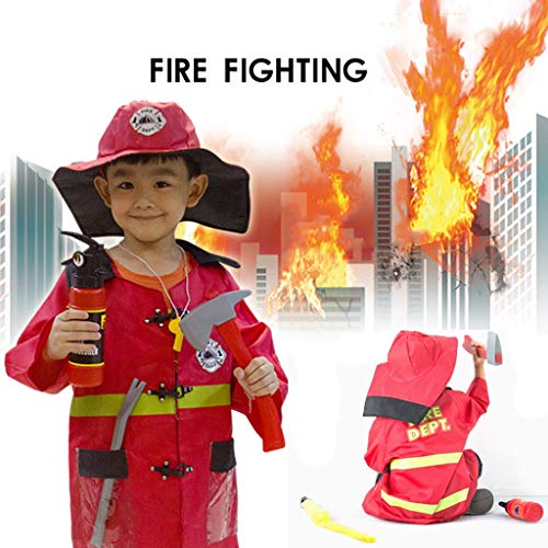 angwang Fantasia de cosplay infantil de bombeiro policial de faz de conta para festa de Halloween e