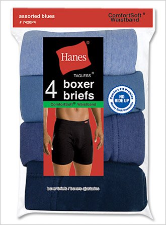 Hanes CSWB Boxer Briefs 4-Pack,Large,Assorted Blue2
