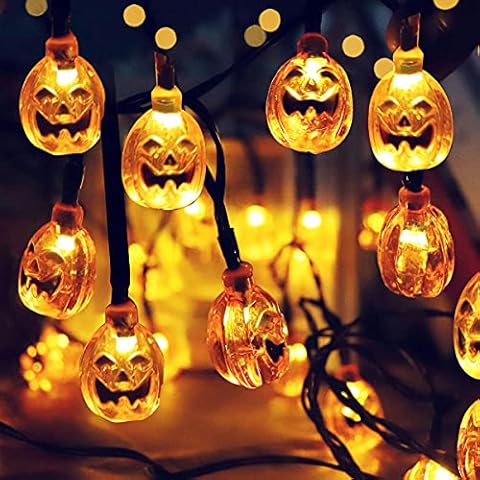 OSIGEI Halloween Pumpkins Lights 9.8ft 20 leds Skeleton Lights Halloween Decorative Skull Fairy Lights Lights Halloween String Lights Spooky Halloween Lights Pumpkins String Lights For Outdoor Indoo Cover