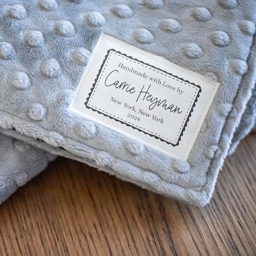 image for EverEmblem Custom Cotton Fabric Tags 2”x3” Each Personalized Sewin