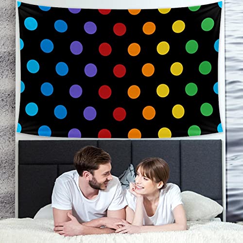 Art Wall Tapestry Colorful Rainbow Polka Dot Pattern Tapestry Wall Hanging, Extra Large Tapestry For Bedroom, College Dorm, Furniture Sofa Cover, Picnic Blanket Home Decor #TOP1