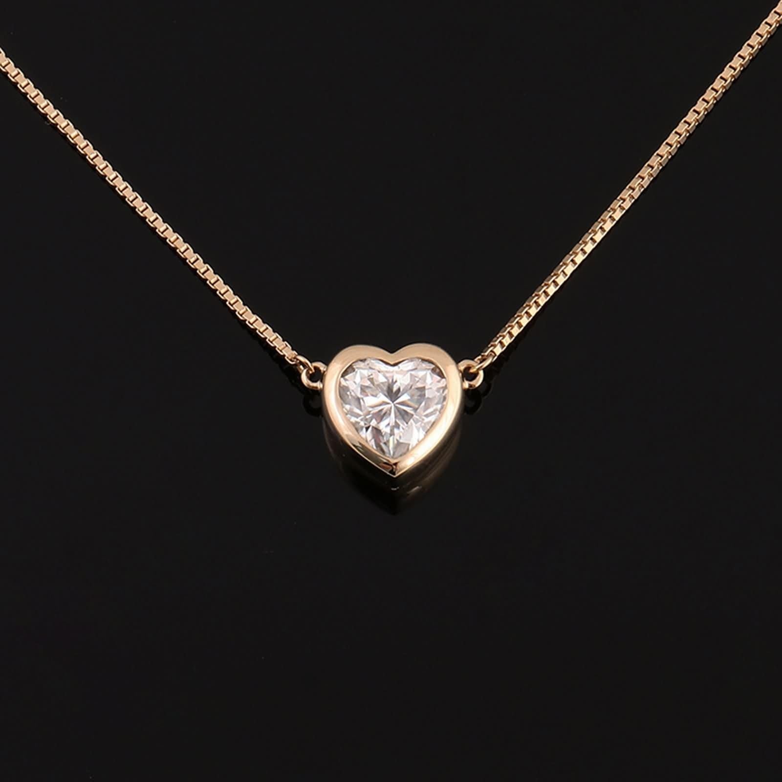 9K/14K/18K Gold Halskette für Damen, 1ct Moissanit einfacher Edelstein Anhänger Schmuck Kettenlänge 18 Zoll