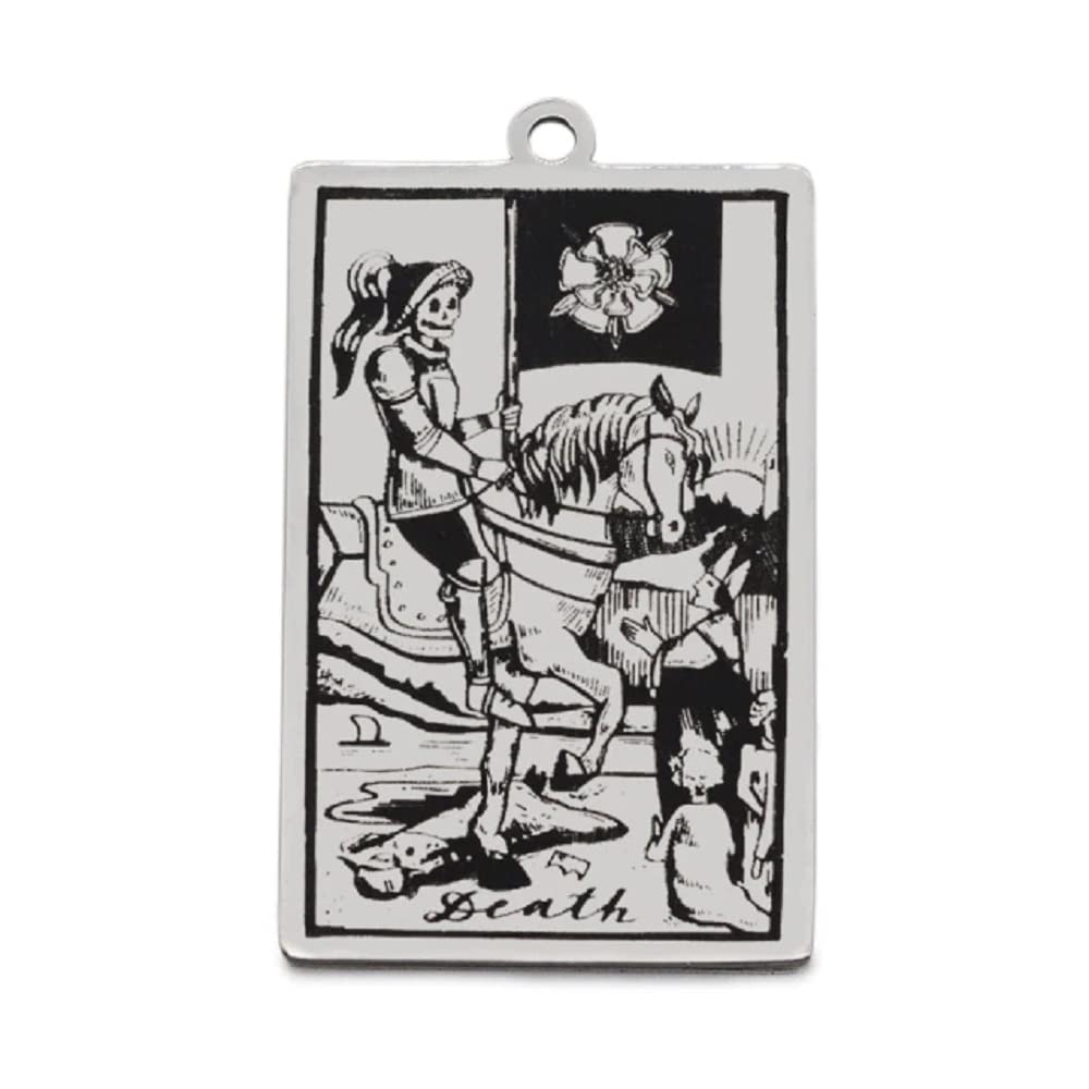 AttractionOil.com Silver Metal Tarot Card Pendant Necklace (Death)