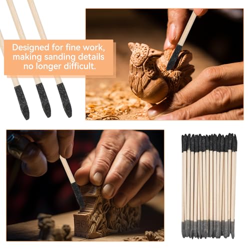 MISIQIMA 50 Stück Sanding Sticks, Schleifstab, Schleifstäbchen Doppelendige,Schwarzer Kopf 150#, Grauer Kopf 280#, Grit Schleifzweige für Modellbau, Holzbearbeitung, Nagelkunst
