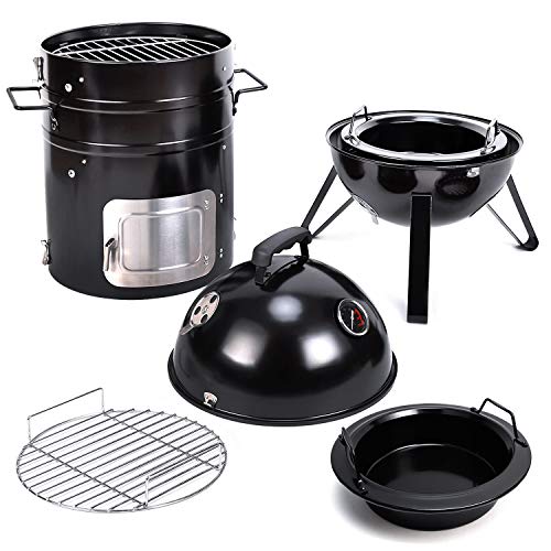 Sougem Charcoal Smoker Grill 14 Inch Smoker Grill Vertical Multi Function Grilling Smoker #TOP1