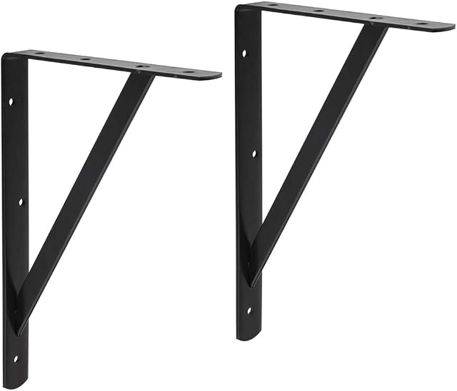 Amazon Basics AB5500 Heavy Duty Shelf Bracket, 30.5 x 20.3 cm, 10-Pack, Black