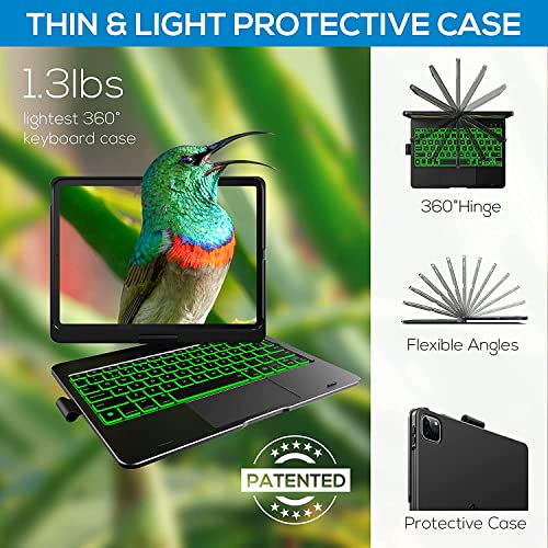 Image of typecase Touch Case with Keyboard for iPad Air 5th Generation (10.9-inch, 2022): Trackpad - 360 Rotatable - Wireless Backlit Keyboard Case with Pencil Holder for iPad Air 5th /4th Gen - Graphite Black