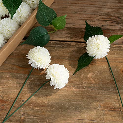 Garisey Artificial Flowers With Stems Fake Silk Ball Chrysanthemum 25Pcs Combo Box For Diy Wedding Bouquets Centerpieces Bridal Shower Party Home Decorations (Ivory) #TOP2