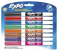 Expo 86601 Low Odour Dry Erase Markers, Fine Tip, Assorted Colours, 8 Count