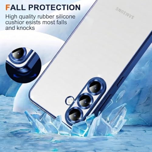 Image of VONZEE Clear Logo Electroplating Transparent Case for Samsung A17 5G, Magnetic Plating Electroplate TPU Cover, Individual Camera Protection for Each Lens -Blue