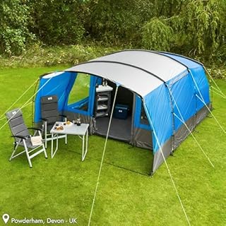 Trail Shilstone 5 Man Tent, Large Family Camping Tunnel Tent, 5000mm Waterproof, Dark Zone Bedroom, Living Area, Standing Height, Front Awning, Cable Access, Bag (L515cm x W330cm x H200cm)