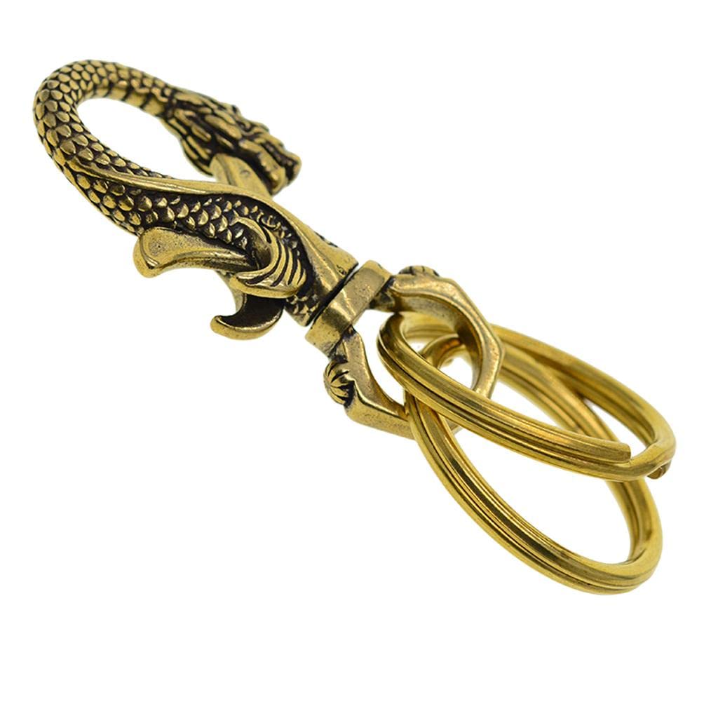 Handmade Brass Dragon Swivel Lobster Clasps Keychain & 2Pcs 32mm Key Rings | 1 Set of Dragon Lobster Clasps Swivel Hook Keychain-image-44