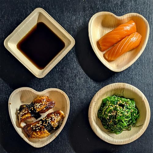 ECODECO Like Bamboo Disposable Plates - 100 Small Heart 4-Inch Plates — view 5