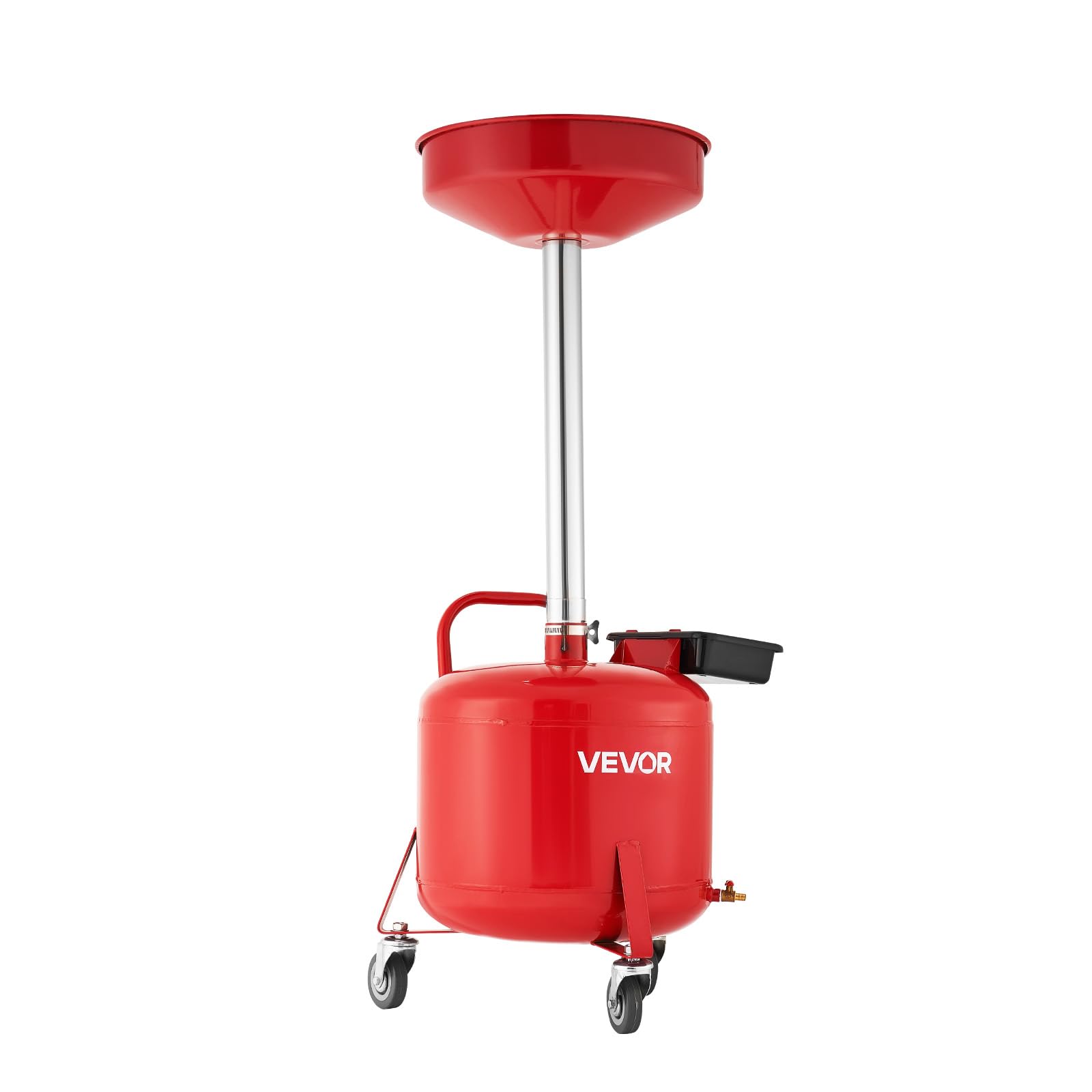 VEVOR Tanque de Drenaje de Aceite Usado, Drenaje de Aceite Manual Portátil 30 L con Embudo Ajustable, Ruedas, Caja de Herramientas, Drenador de Combustible para Taller de Reparación de Coches, Rojo