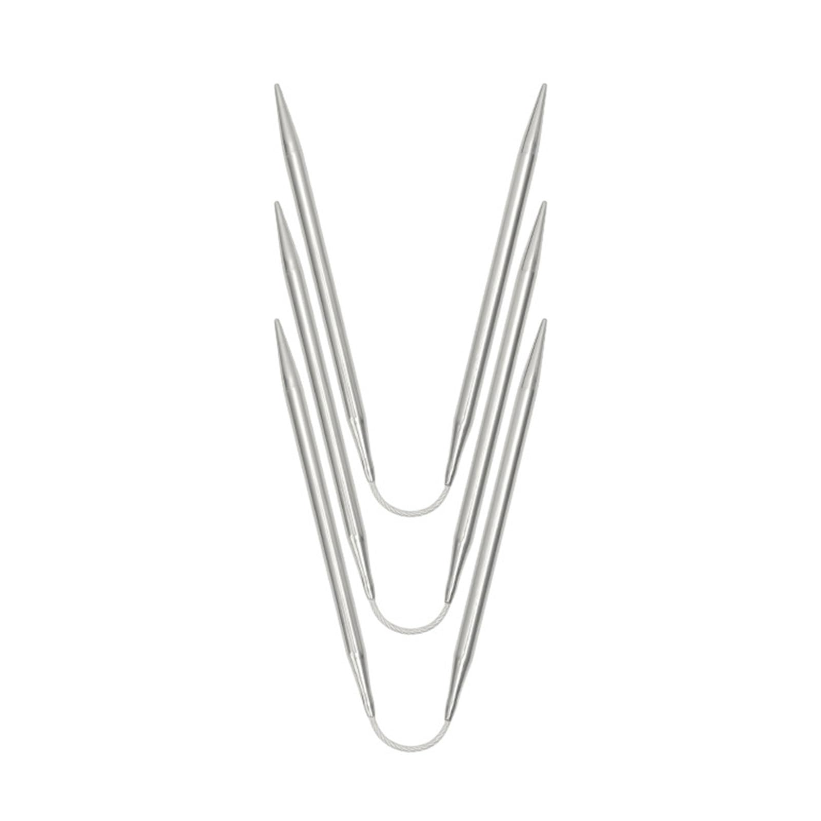 Yhplxyuus 3PCS Stainless Steel Circular Knitting Needle with Wire for Blanket Crochet Knitting Needle for Weaving Stainless Steel Set