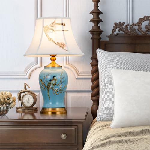 Image of Contemporary Ceramic Table Lamp LED American Village Living Room Bedroom Study Villa Hotel Retro Creativity Bedside Desk Lamp (Style 23)
