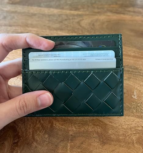 KUZE CLAN Premium Nappa Leather Card Holder Wallet - Minimalist RFID Blocking Design with 6 Card Slots & Cash Slot - Unisex Expert Craftsmanship, Ideal Gifts for Men & Women, Wallet for Men (Green) by KUZE CLAN - Used condition - Image 4
