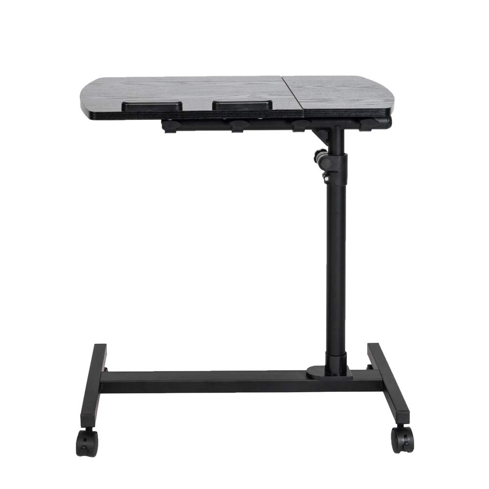 HOMEN, Multifunctional Computer Desk Overbed Table, Medical Adjustable Tilt Overbed Bedside Table with Wheels for Home Office Hospital Use, Black