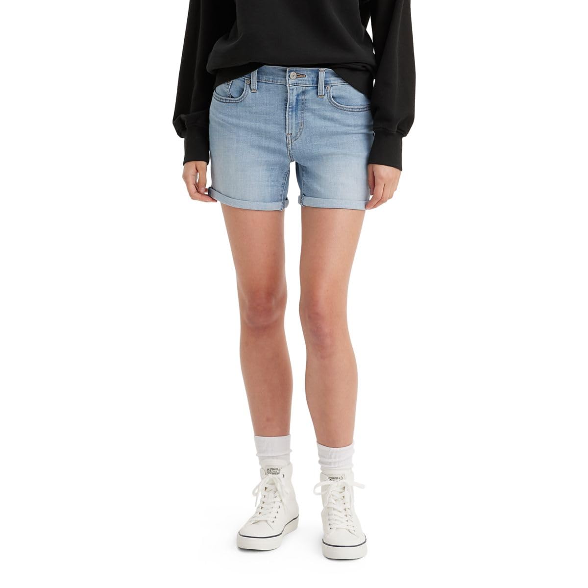 Levi's Women's Mid Length Shorts, Soft Clean White, 32