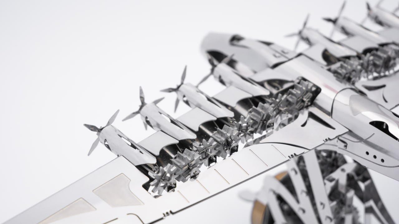 METAL TEMPS Hercules Hughes H-4 Herkuleles Sapin Goose - Kit de modélisme 3D en métal avec mécanisme pivotant, modèle volant herkules, plateforme amovible, 170 pièces.