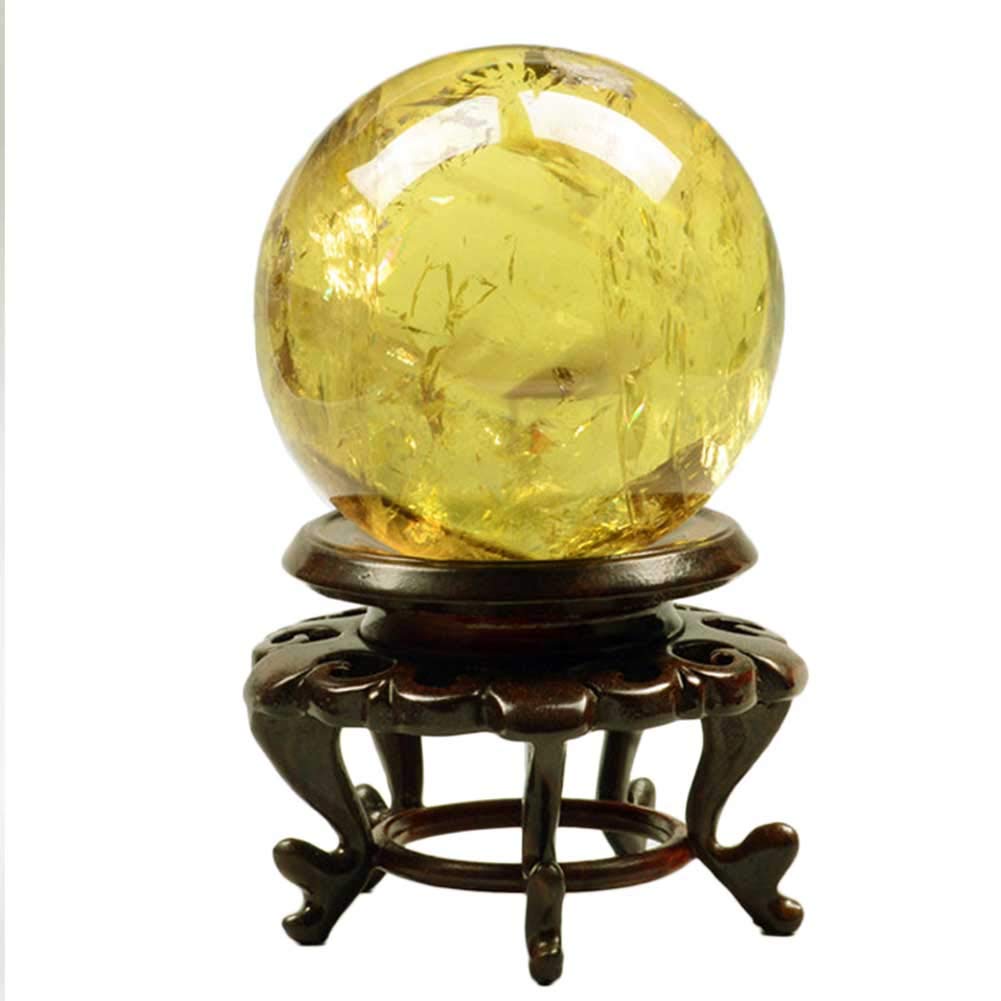 Ornamenti di sfera di cristallo giallo naturale Sfera di pietra di cristallo lucidata a mano Sfera di cristallo di quarzo Sfera di pietra Soggiorno moderno Xuan GUI Armadietto del vino Mobile TV Decor