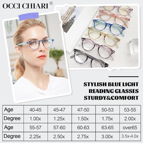 Image of OCCI CHIARI Blue Light Reading glasses Women 1.0+ Computer Readers for Petite Face(1.0 1.25 1.5 1.75 2.0 2.25 2.5 2.75 3.0 3.5 4.0 5.0 6.0)