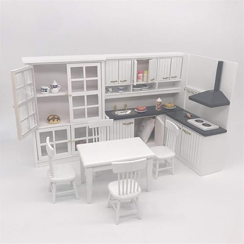 Miniatura 2 de HMANE - Muebles de cocina en miniatura para casa de muñecas 112, de madera, muebles y accesorios, Juego de cocina Dollhouse a